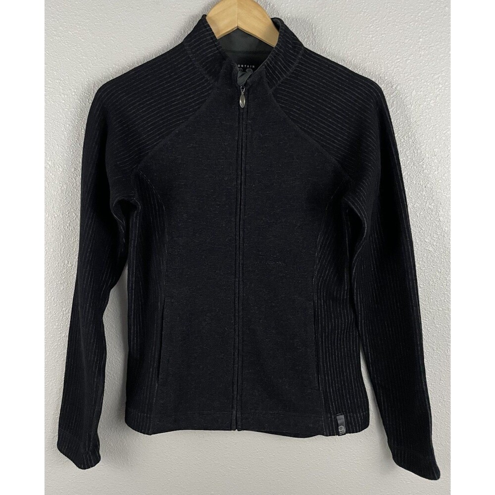 Mountain Hardwear Womens M Charcoal Wool Blend Full Zip Mock Neck Sweater